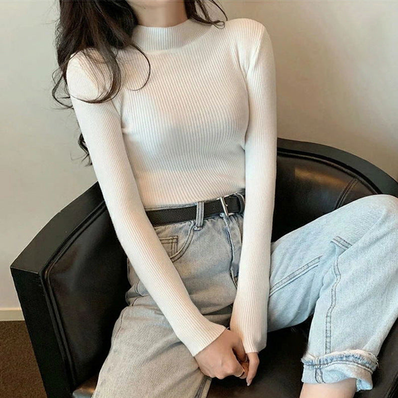 Bottoming Shirt 3 Kinds Of Rib Knitted Top