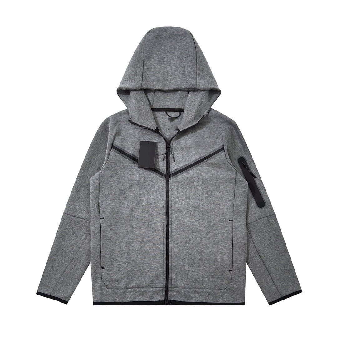 Men's Cotton Knitting Hooded Zipper Sweater Sports Casual Jacket