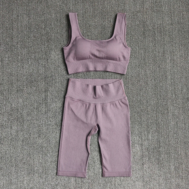 Seamless Women Yoga Set Sports Bra Shorts