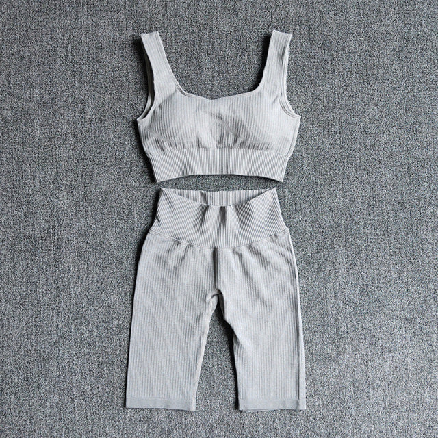 Seamless Women Yoga Set Sports Bra Shorts