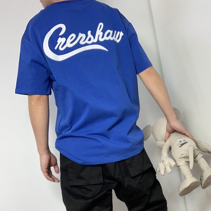 Double Line Charity Limited T-shirt Men's And Women's Cola Letter Embroidery Short