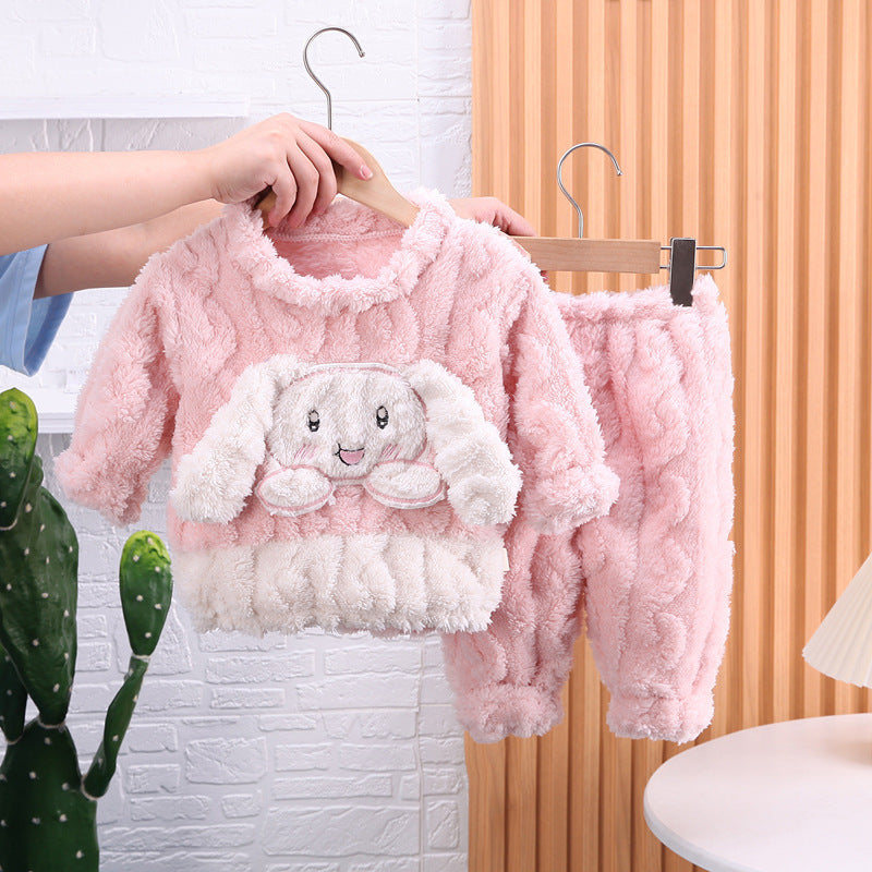 Girls' Coral Fleece Home Wear Two-piece Set