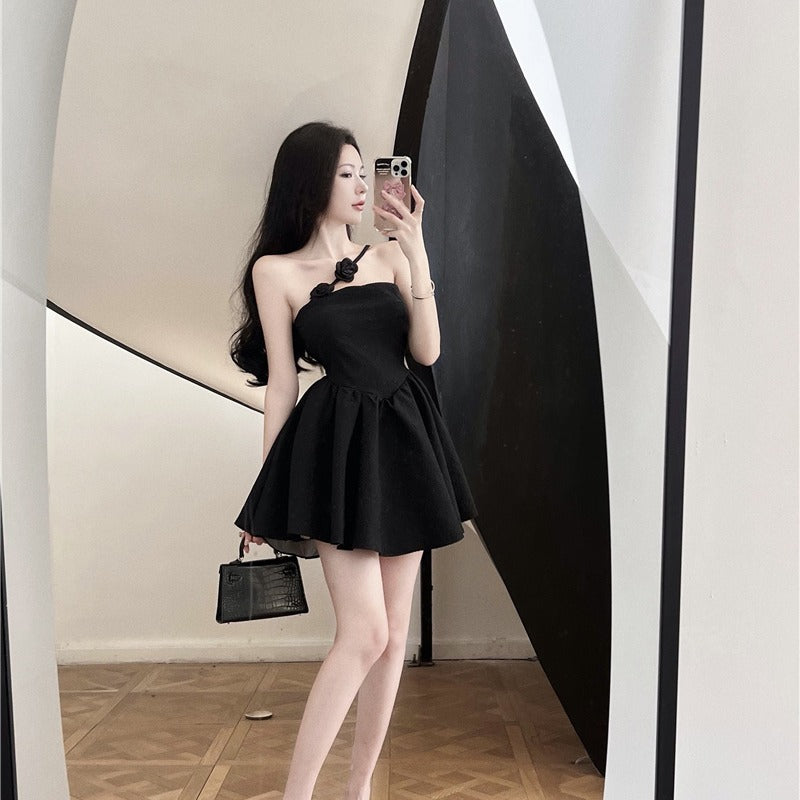 Ladies Tube Top One Shoulder Hepburn Dress