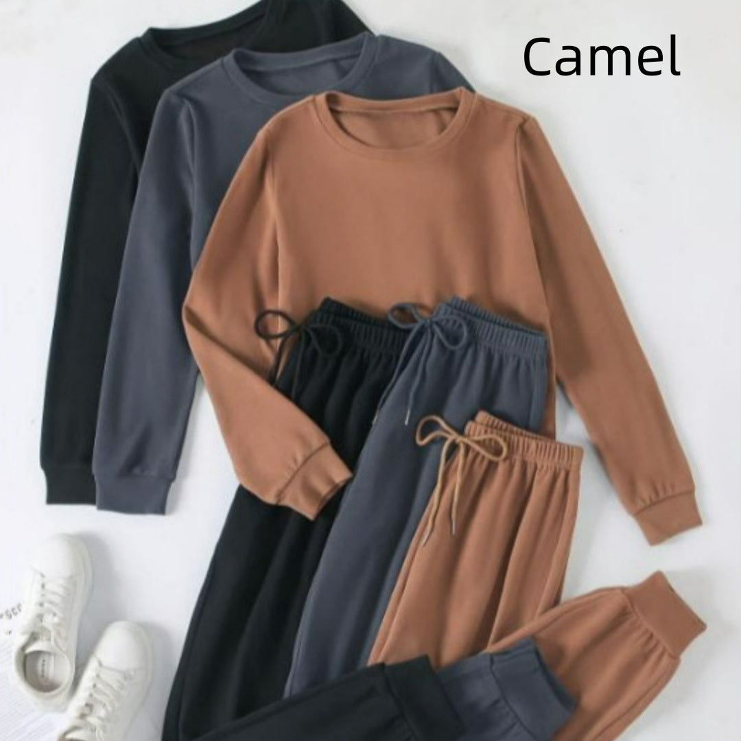 Men's Casual Solid Color Long Sleeved Pants Set