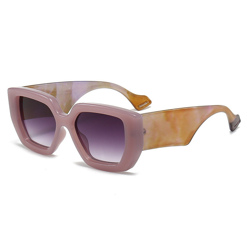 Big Square Rim Contrast Color Sunglasses Female To Make Round Face Thin-looked Fashion
