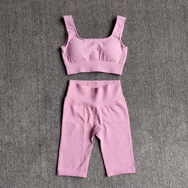 Seamless Women Yoga Set Sports Bra Shorts