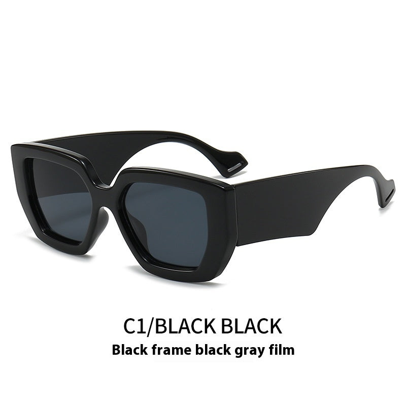 Big Square Rim Contrast Color Sunglasses Female To Make Round Face Thin-looked Fashion