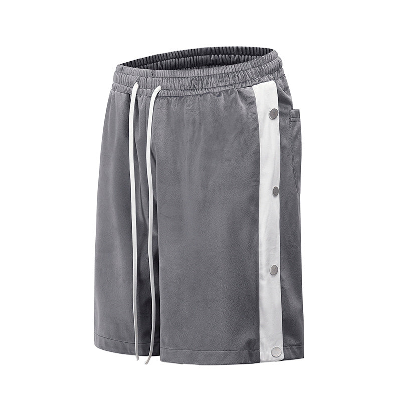 Side Stripe-Breasted Split Drawstring Shorts