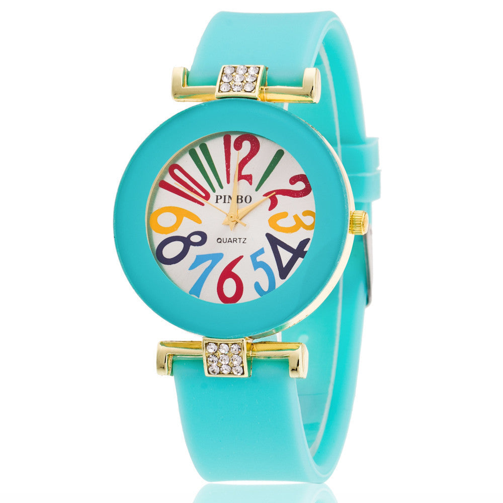 Jelly color digital watch with diamond