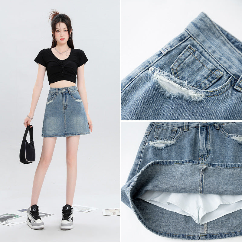 Design Worn High Waist Thin Slimming A- Line Skirt