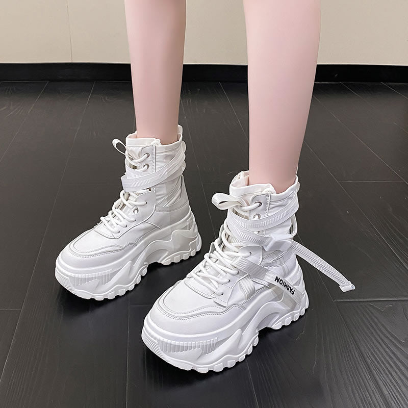 High Top Casual Round Toe Muffin Sole Heightening Shoes