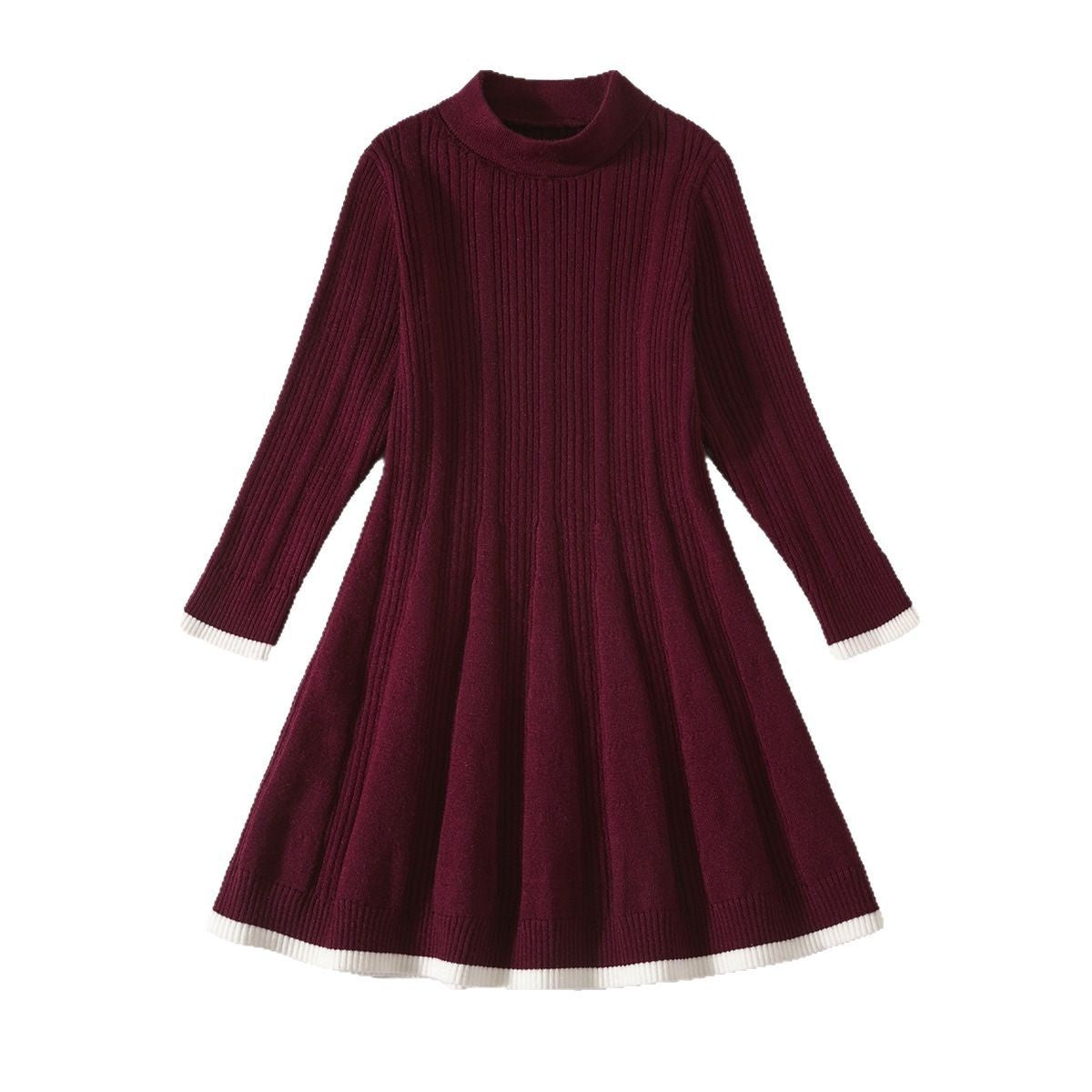 Girls' Knitted Dress, Winter Warm Woolen Skirt, Children's Casual Princess Base Skirt