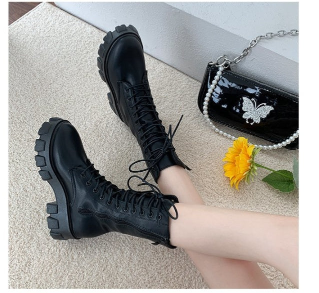 Zippered heightened platform Martin boots