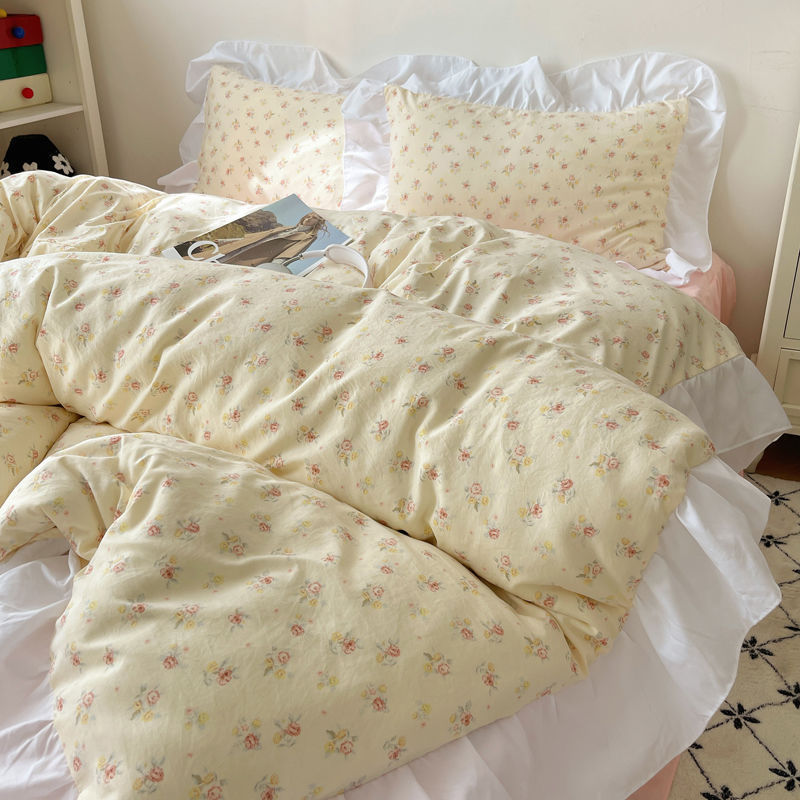 Four-piece Bed Set Washed Cotton Duvet Cover Sheets