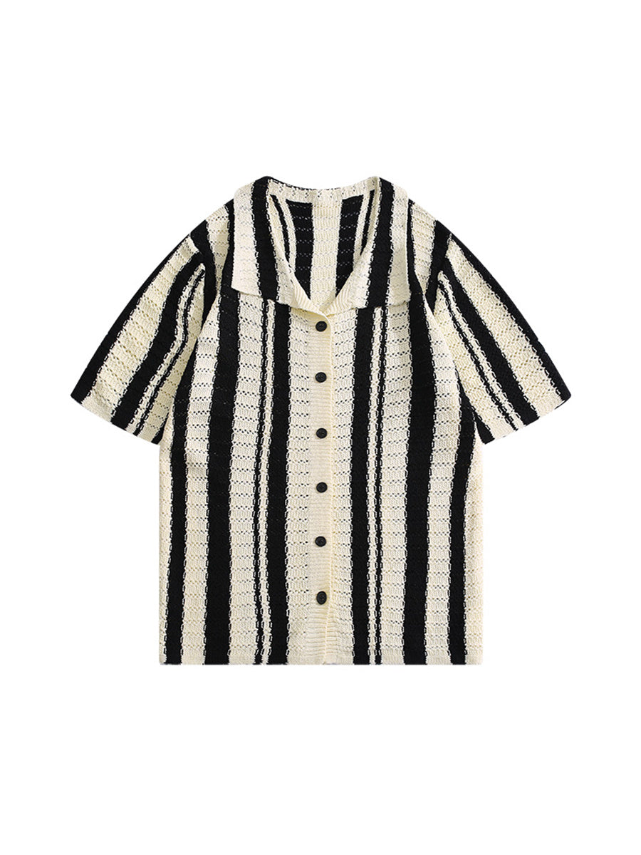 Empty Polo Collar Stripes Shirt