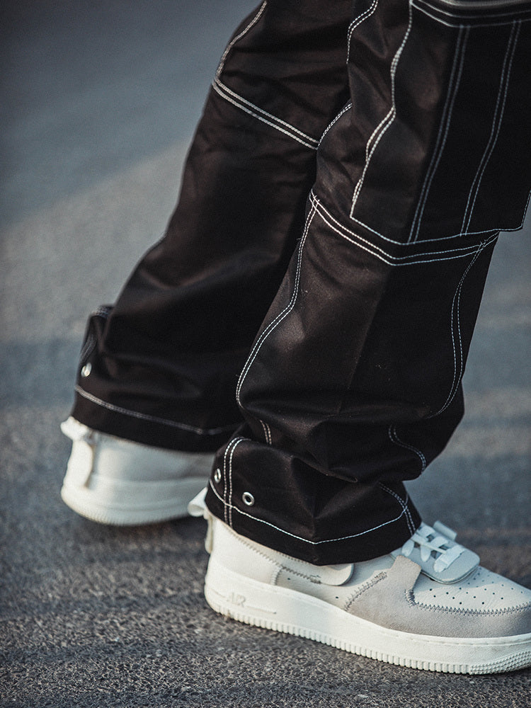 Deconstructed Cargo Men's Straight Wide Leg Pants