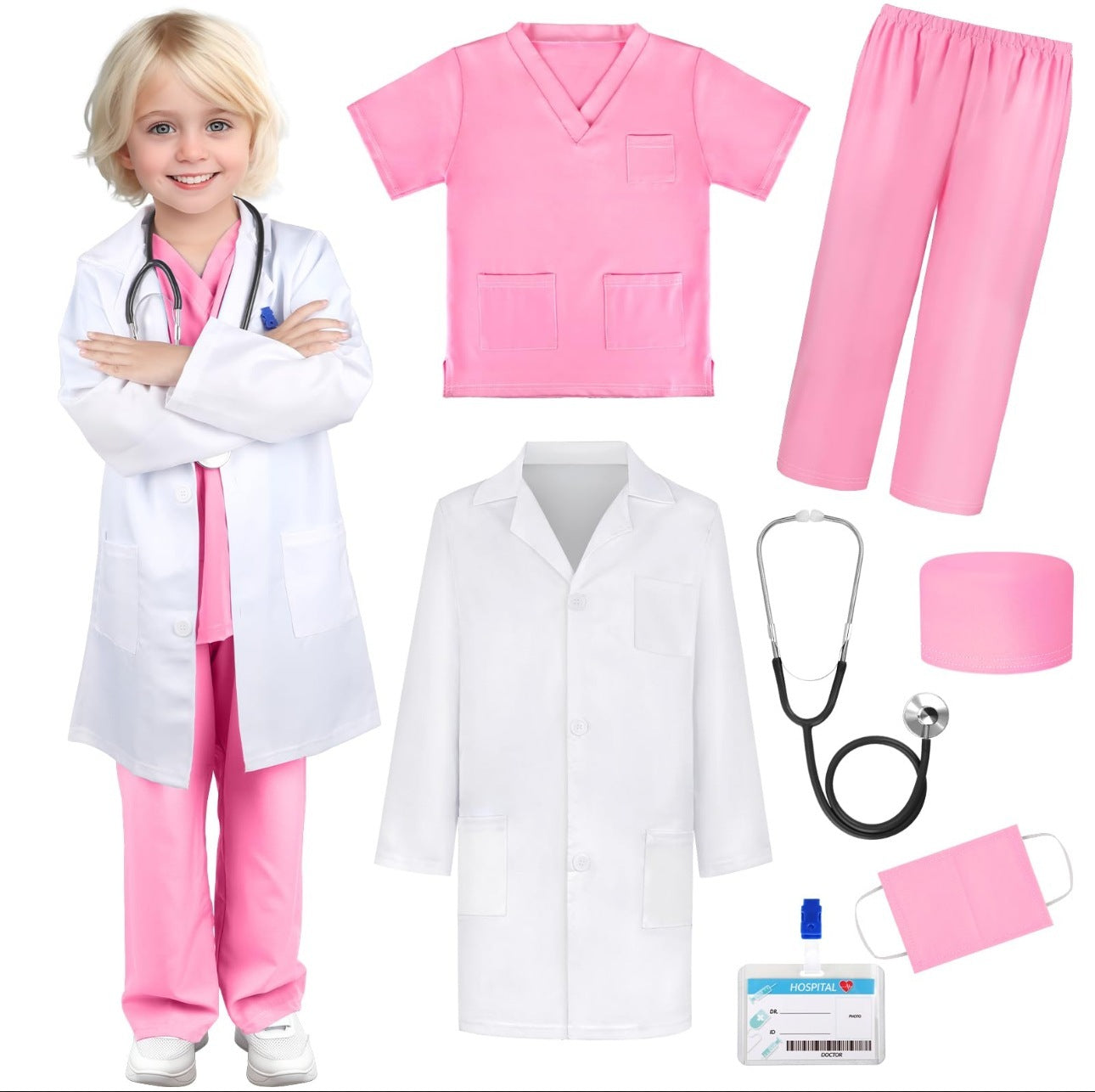 Children's White Coat Nurses' Uniform Performance Costume