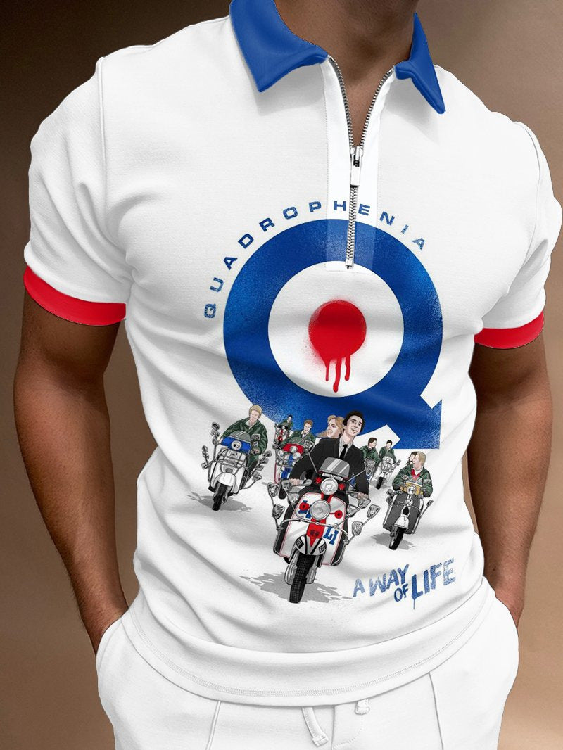 European And American New Men's Top Printed Lapel POLO Shirt