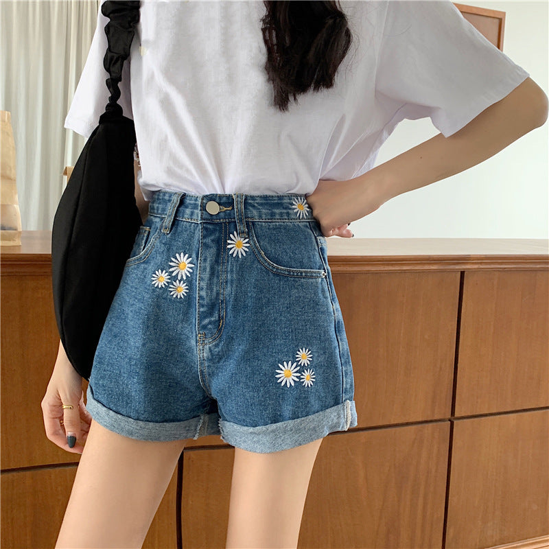 Daisy baggy denim wide-leg shorts