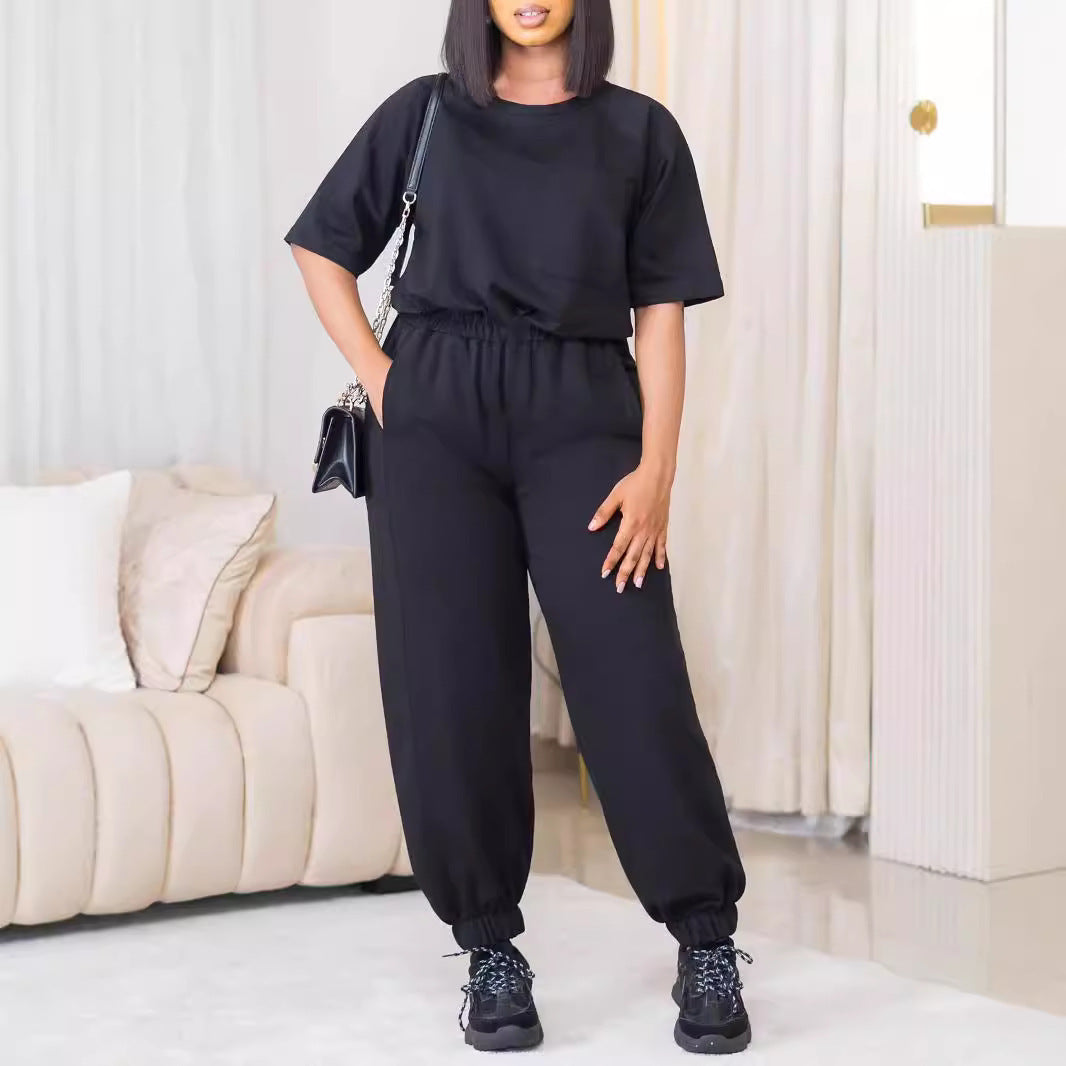 European And American Leisure Loose Fashion Ladies Two-piece Set