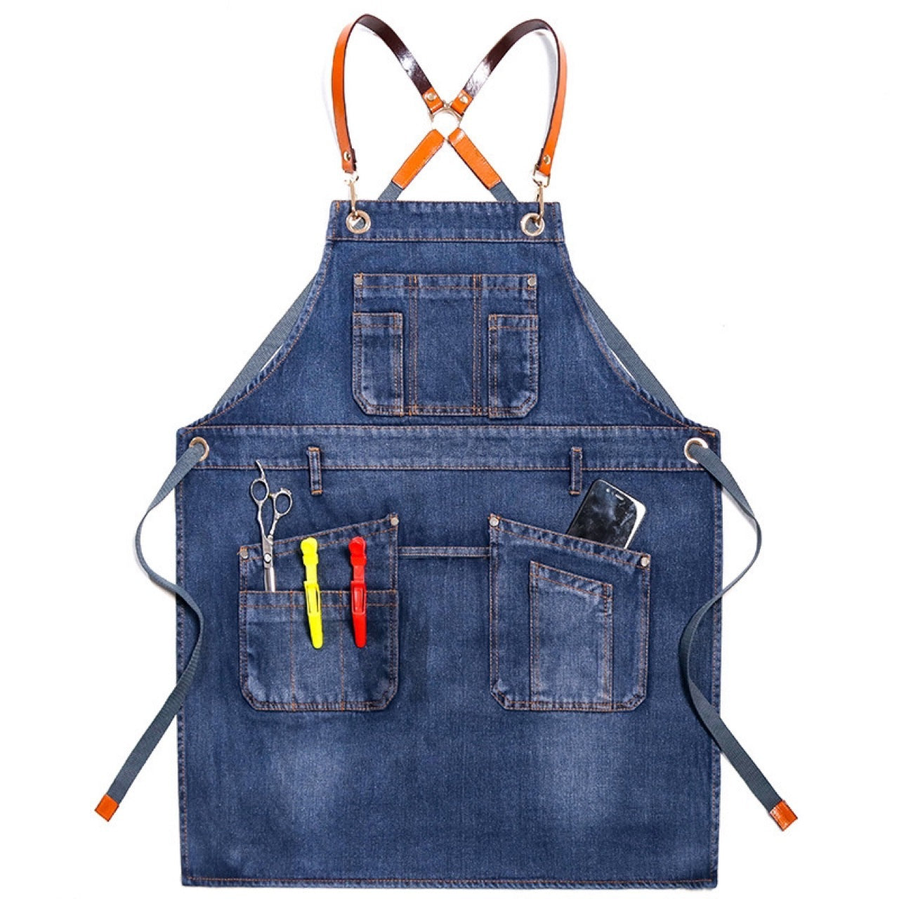 Kitchen Floral Art Men's And Women's Work Clothes Overclothes Cotton Jean Apron