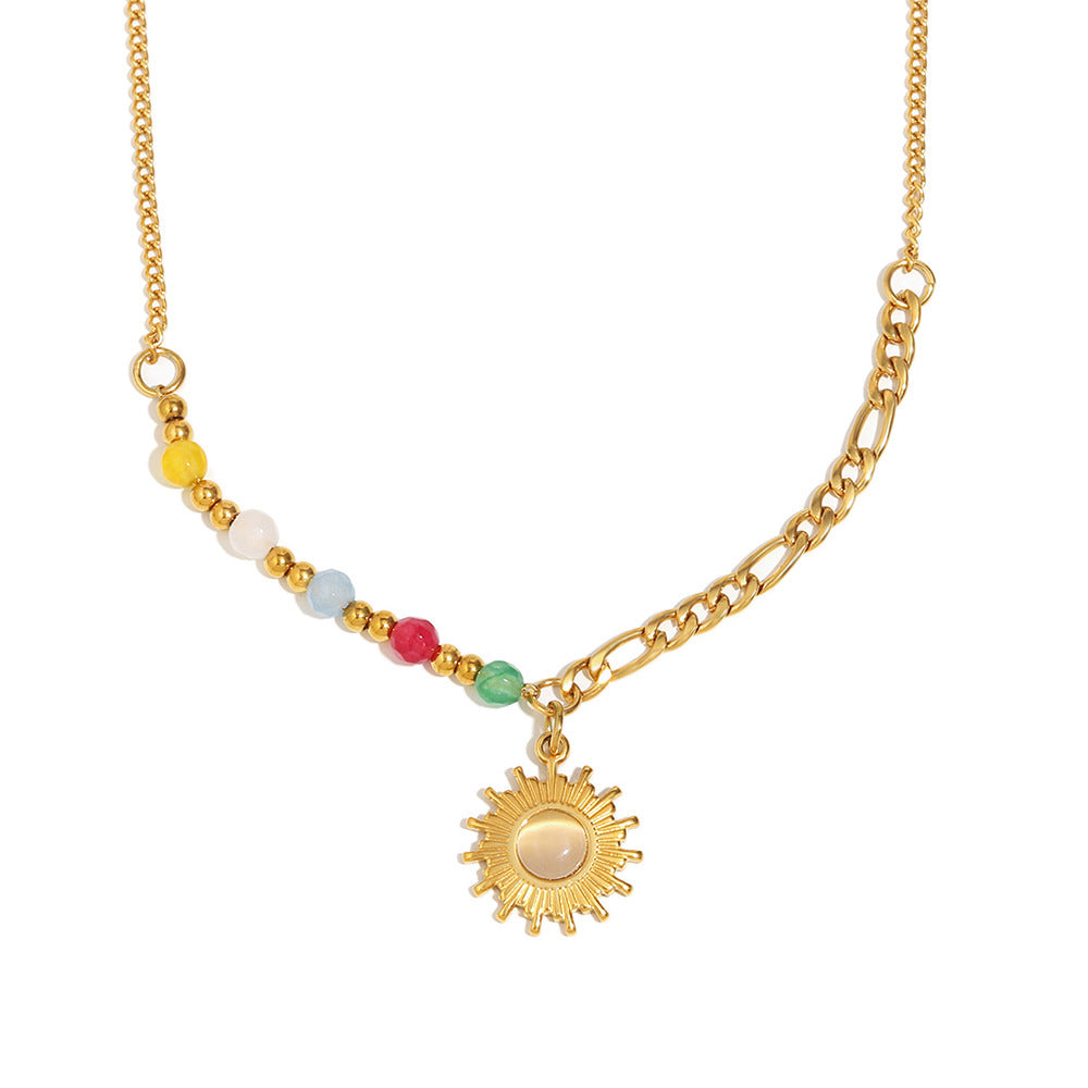 French Retro Easy Matching Necklace Stainless Steel Sun