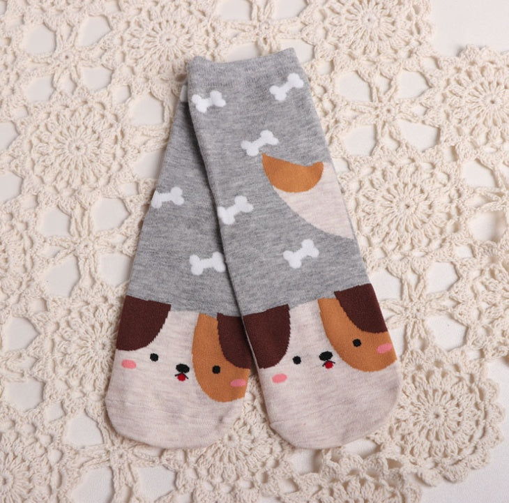 Cartoon animal in tube socks personality cotton cute ladies socks