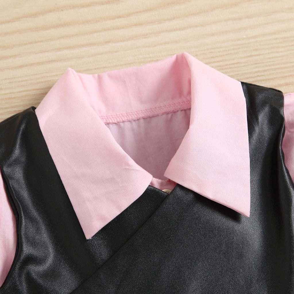 Baby Plus Shirt Dress BlackPU Leather