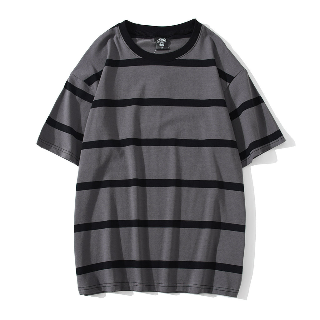 New Striped Short-sleeved T-shirt Men's Fashion Simple And Loose