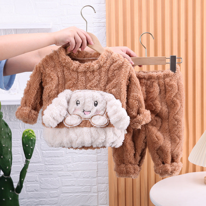 Girls' Coral Fleece Home Wear Two-piece Set
