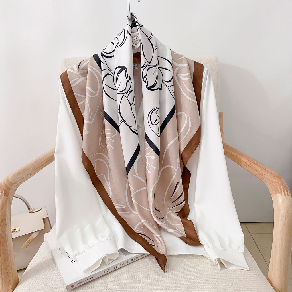 Fashion Gorgeous Printing Mesh Red Style Contrast Color Silky Scarf
