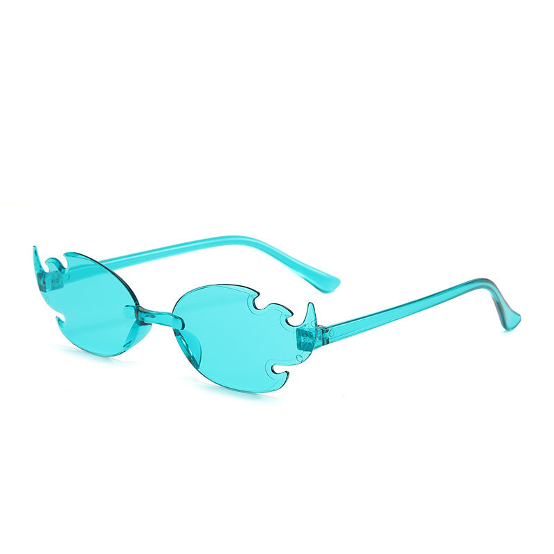 Flame European And American Personalized Trend One-piece Frameless Colorful Dance Party Candy Color Glasses