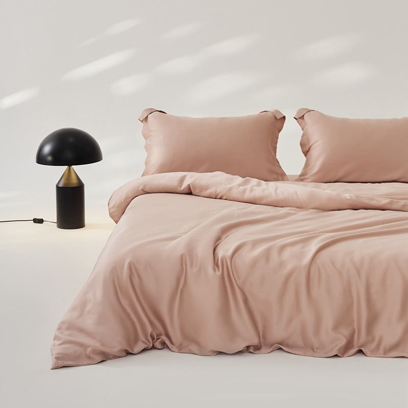 Summer Pure Color Silky Lyocell Cool Feeling Ice Silk Four-piece Set