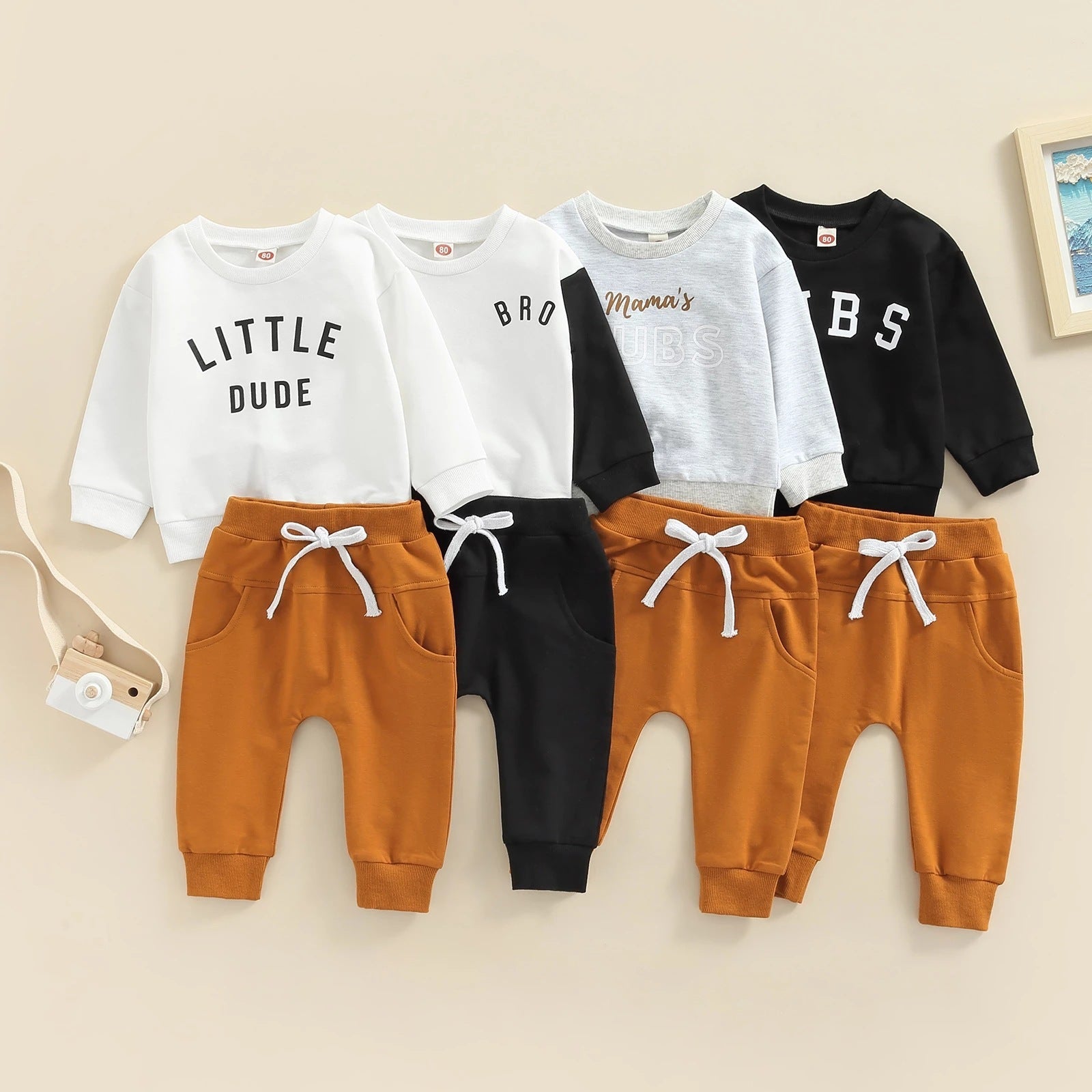 Boys' Casual BUBS Letter Print Top Trousers