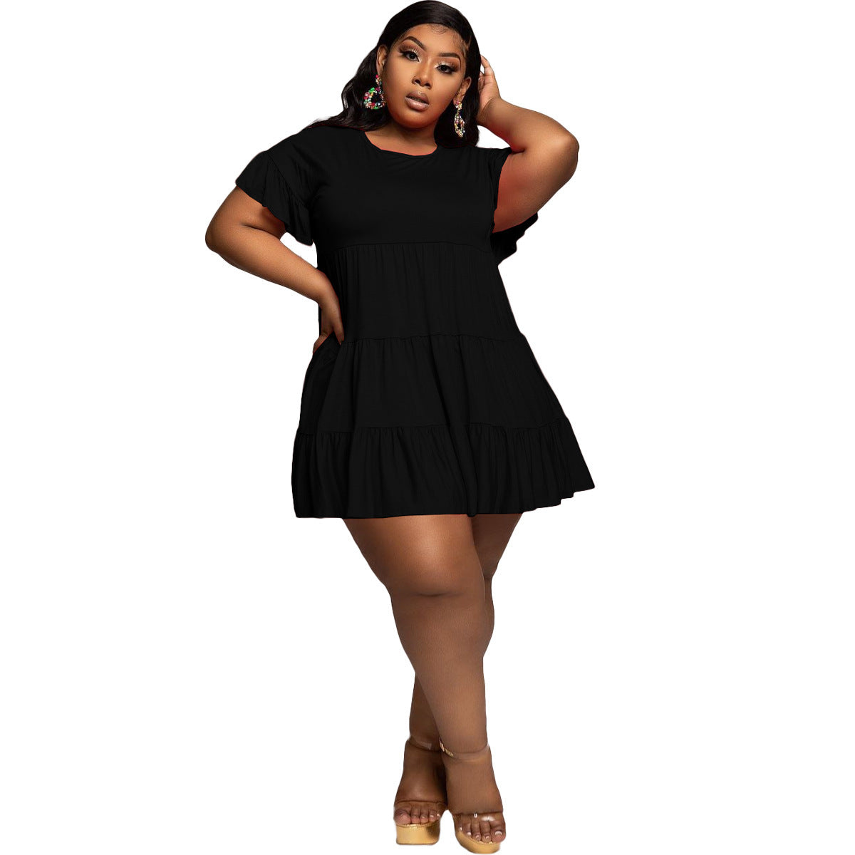 Large Size Stitching Fashion Casual Simple Dress