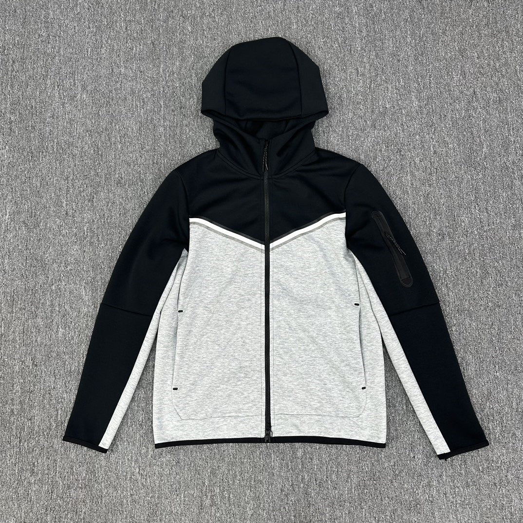 Men's Cotton Knitting Hooded Zipper Sweater Sports Casual Jacket
