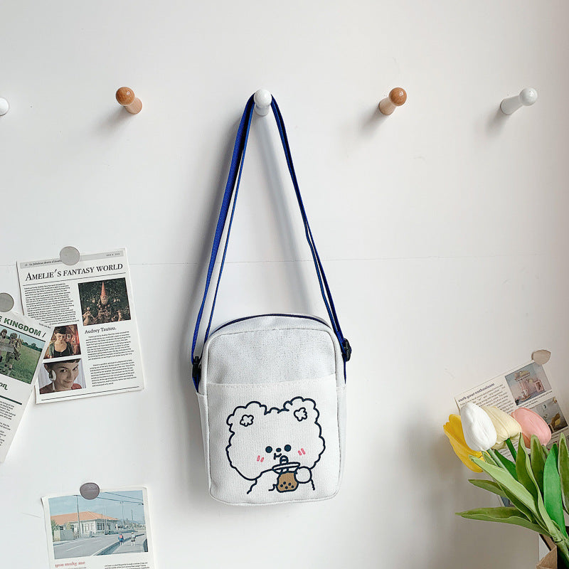 Cute Cross Body Small Female Student Girl Everything Mobile Phone Canvas Bag
