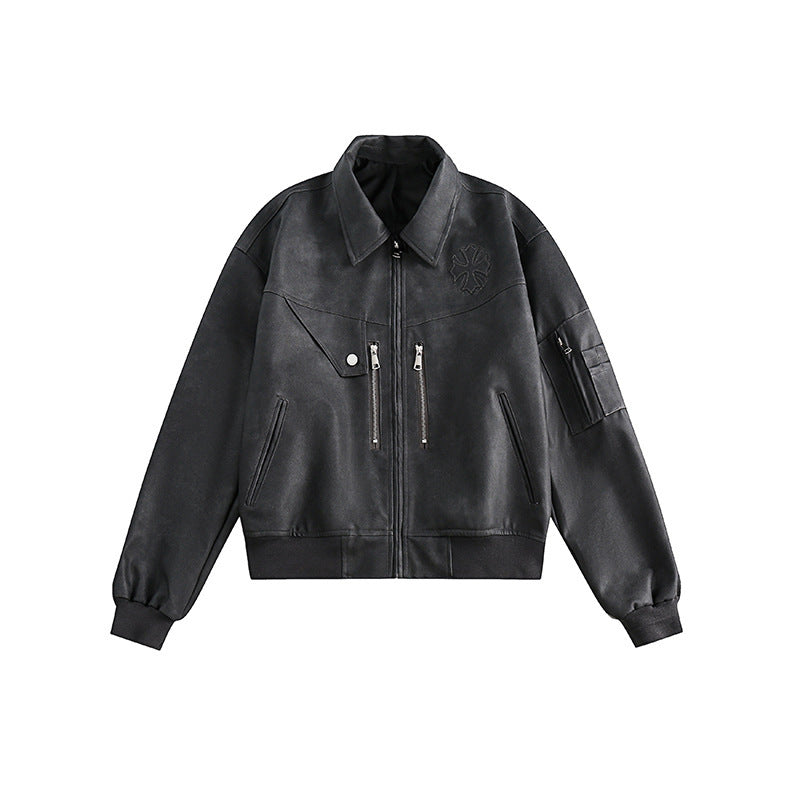 Casual Autumn Street Fashion PU Leather Jacket