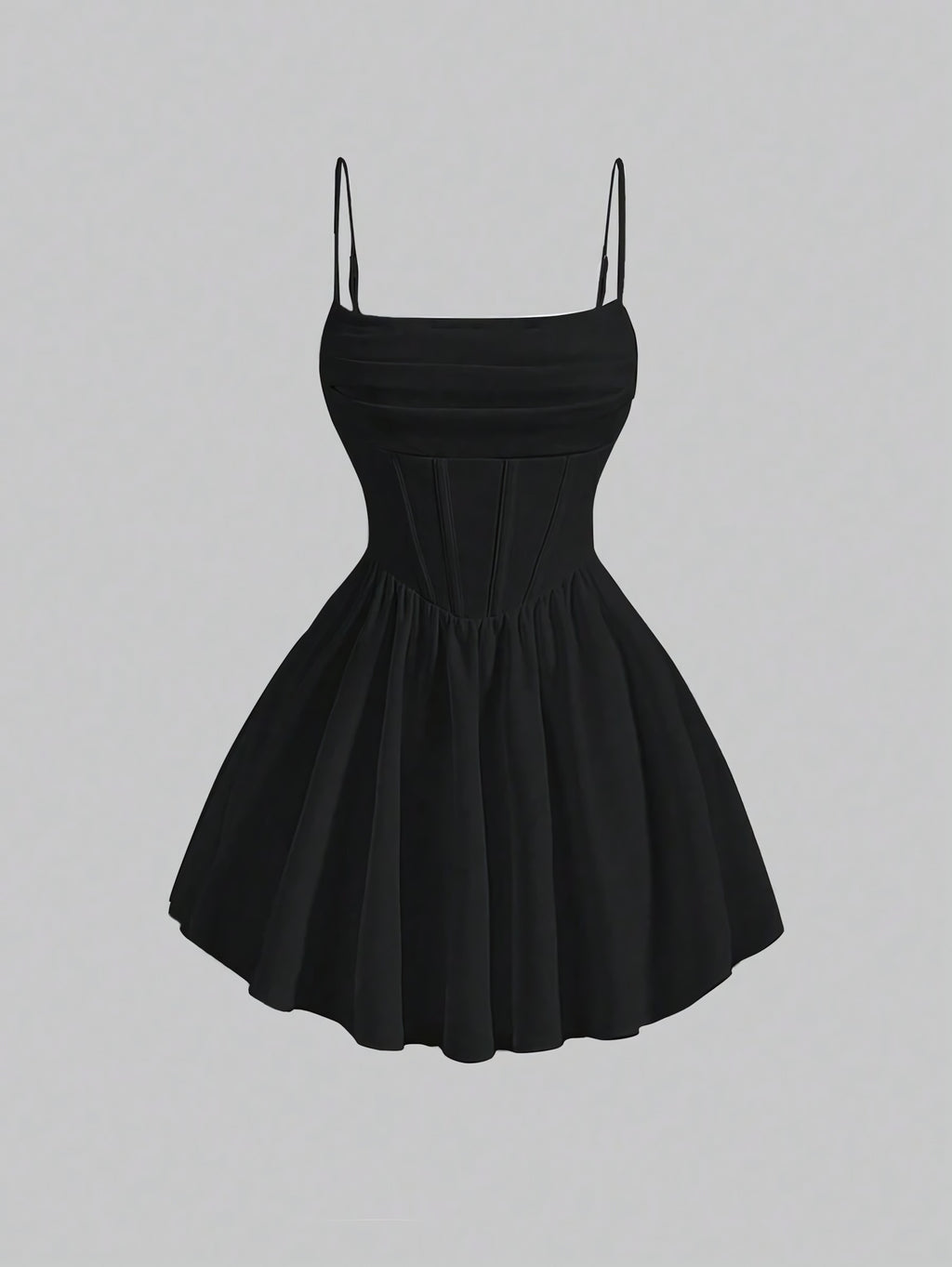 Sexy Dress Solid Color Pleated Back Zipper Sling Dress