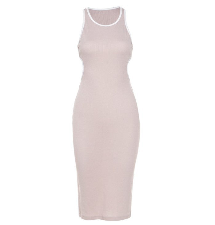 Amazon INS Sexy Slim Bag Hip Hollow Back Slim Mid-length Dress