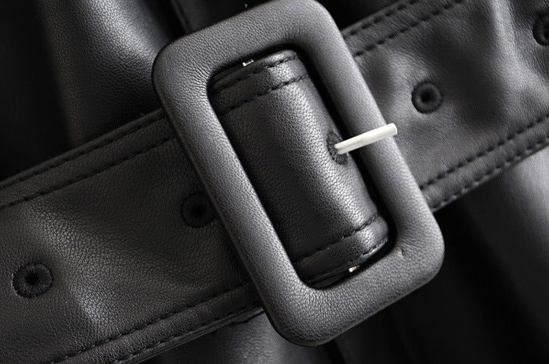 Loose long sleeve lapel with belt coat