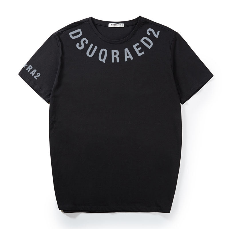 Men's Short Sleeve Plus Fat Plus Neckline Print Plus Size T-shirt