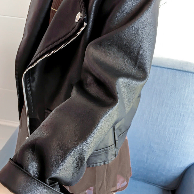 Spring and autumn foreign short jacket leather jacket