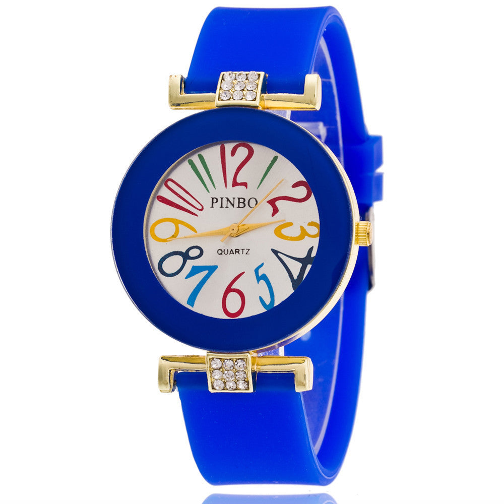 Jelly color digital watch with diamond