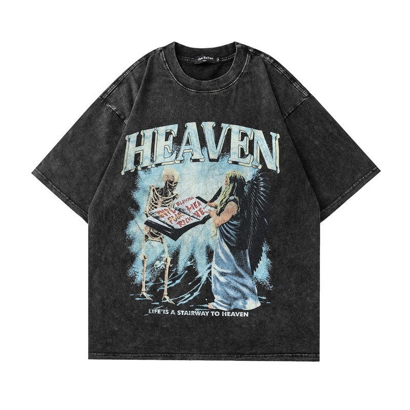 High Street Vintage Fashion Skull Flame Print T-shirt