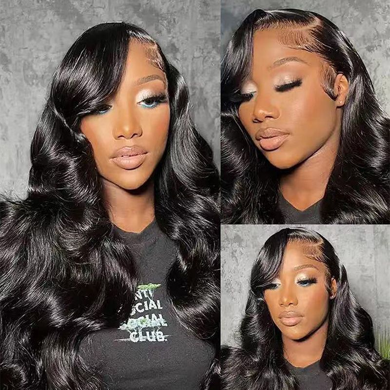 Wig Women's Black Mid-length Roll Wig Large Roll