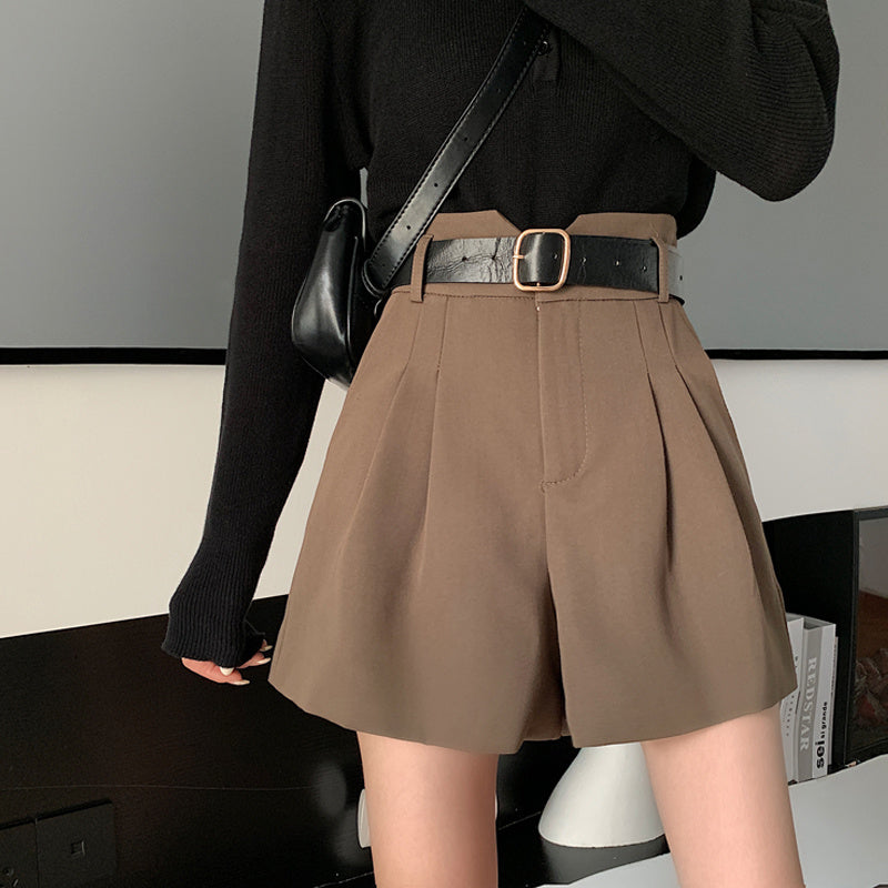 Design Wide-leg A-line High-waist Suit Shorts
