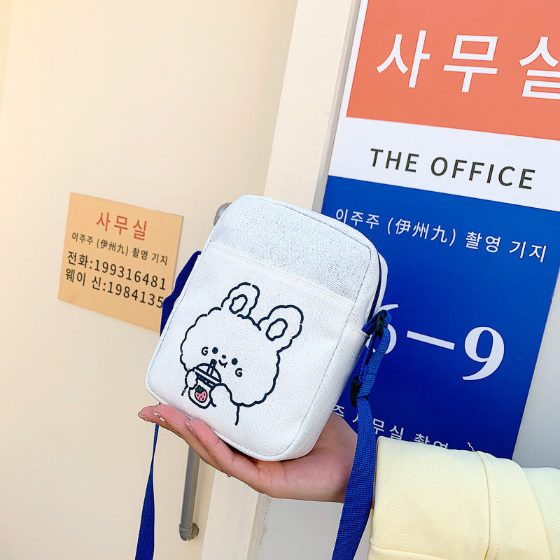 Cute Cross Body Small Female Student Girl Everything Mobile Phone Canvas Bag