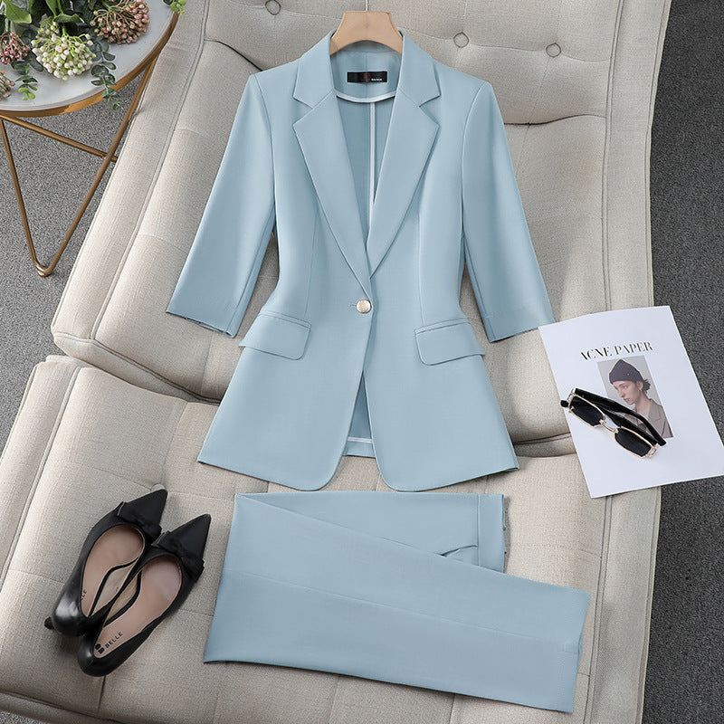 Three-quarter Sleeve Waist Trimming Casual Stylish Thin Suit