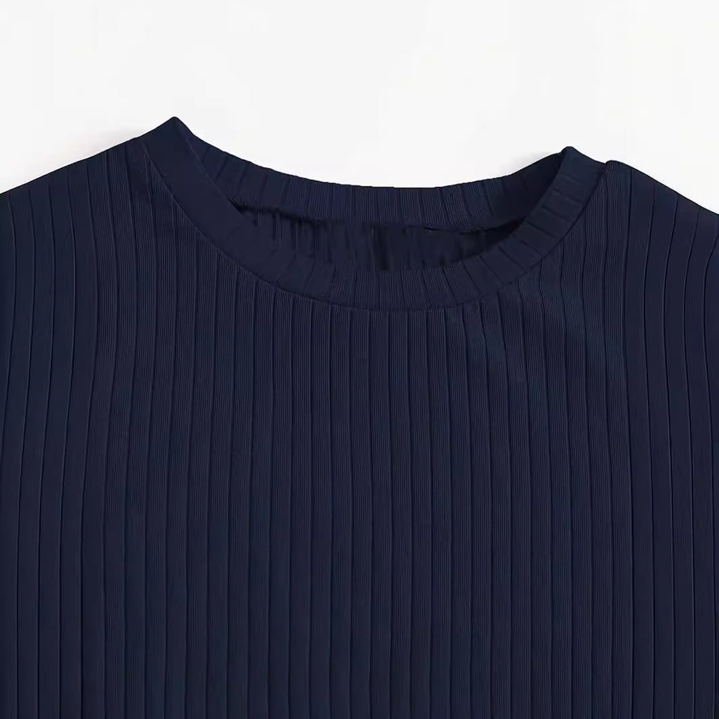 Korean Style Round Neck Wooden Ear Short Top Ins Knitted Inner Match Bottoming Shirt